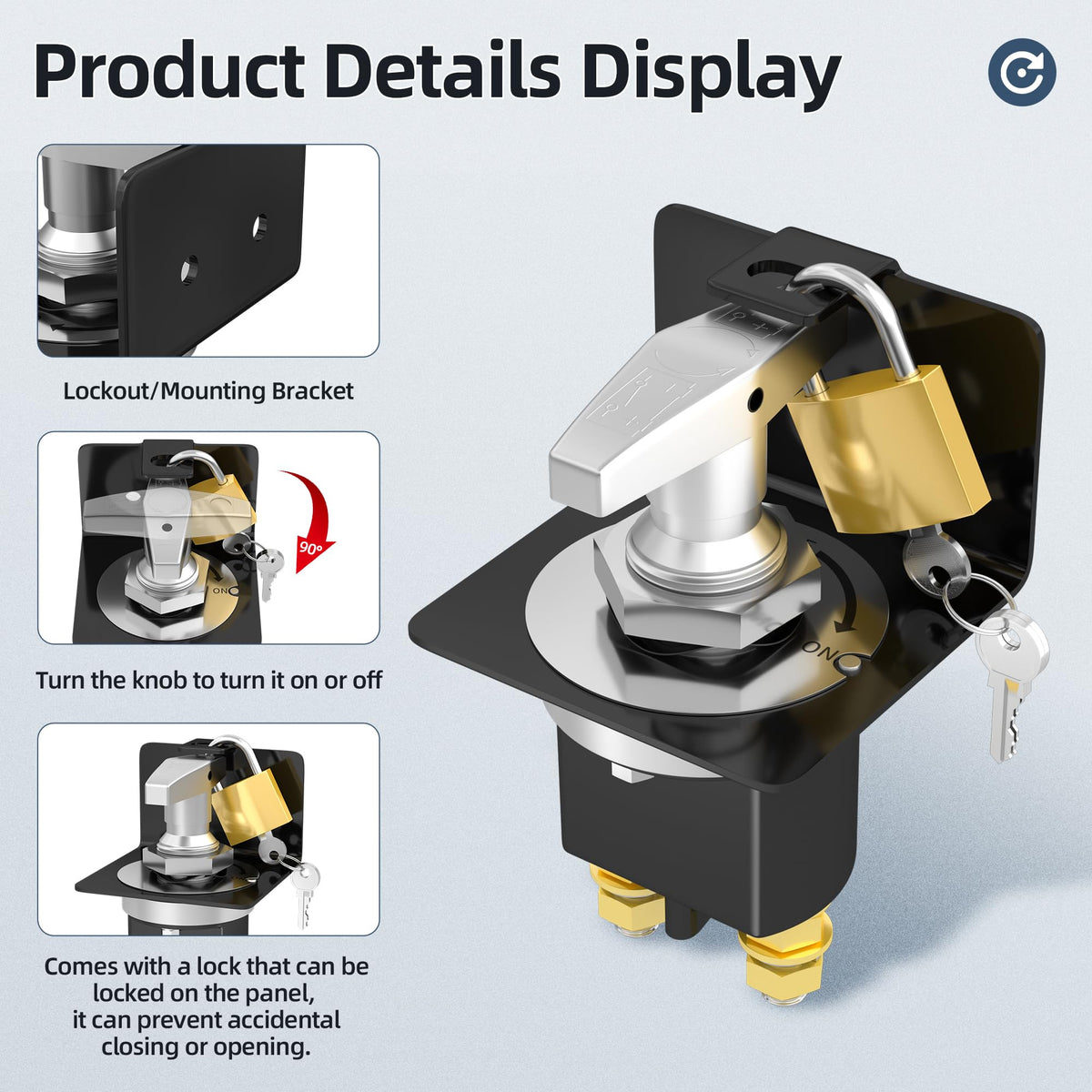 Joinfworld fixed handle and lockout plate demonstrating tamper prevention