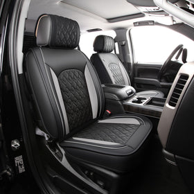 JOJOBAY front seat covers packaging showing full-set and benefits