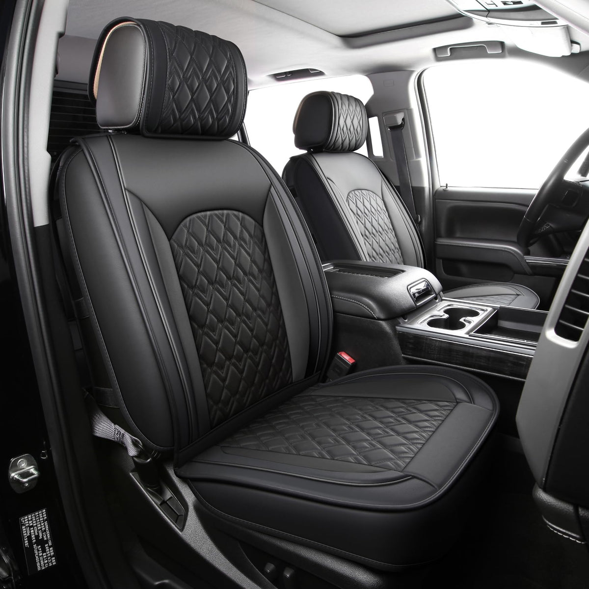 JOJOBAY front seat set installed showing tailored black finish and protection