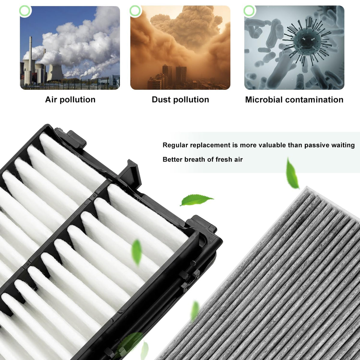 JOJOMARK engine filter media detail highlighting debris protection benefit
