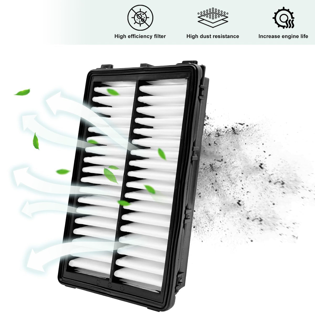 JOJOMARK engine filter placed in engine bay illustrating secure fit benefit