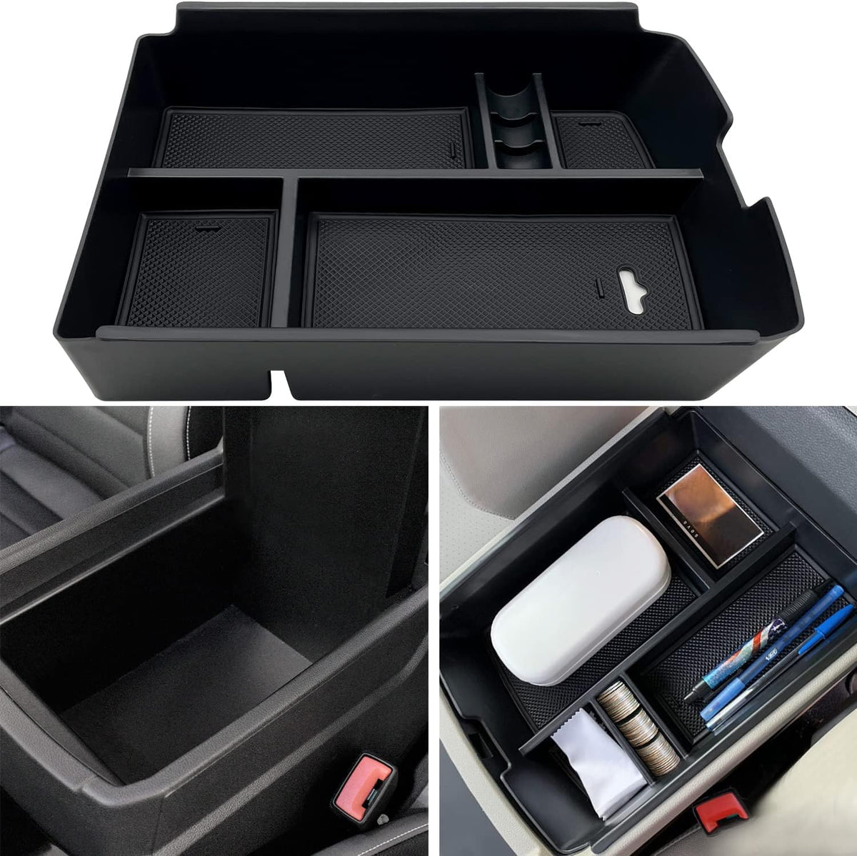 JOJOMARK front view of console insert showing neat compartments and quick access