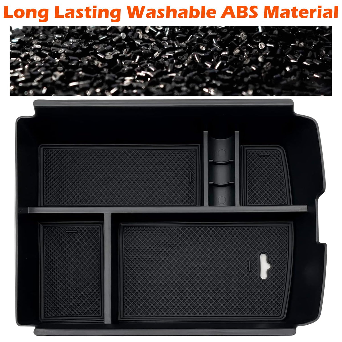 JOJOMARK installed in Atlas console showing tidy armrest storage benefit
