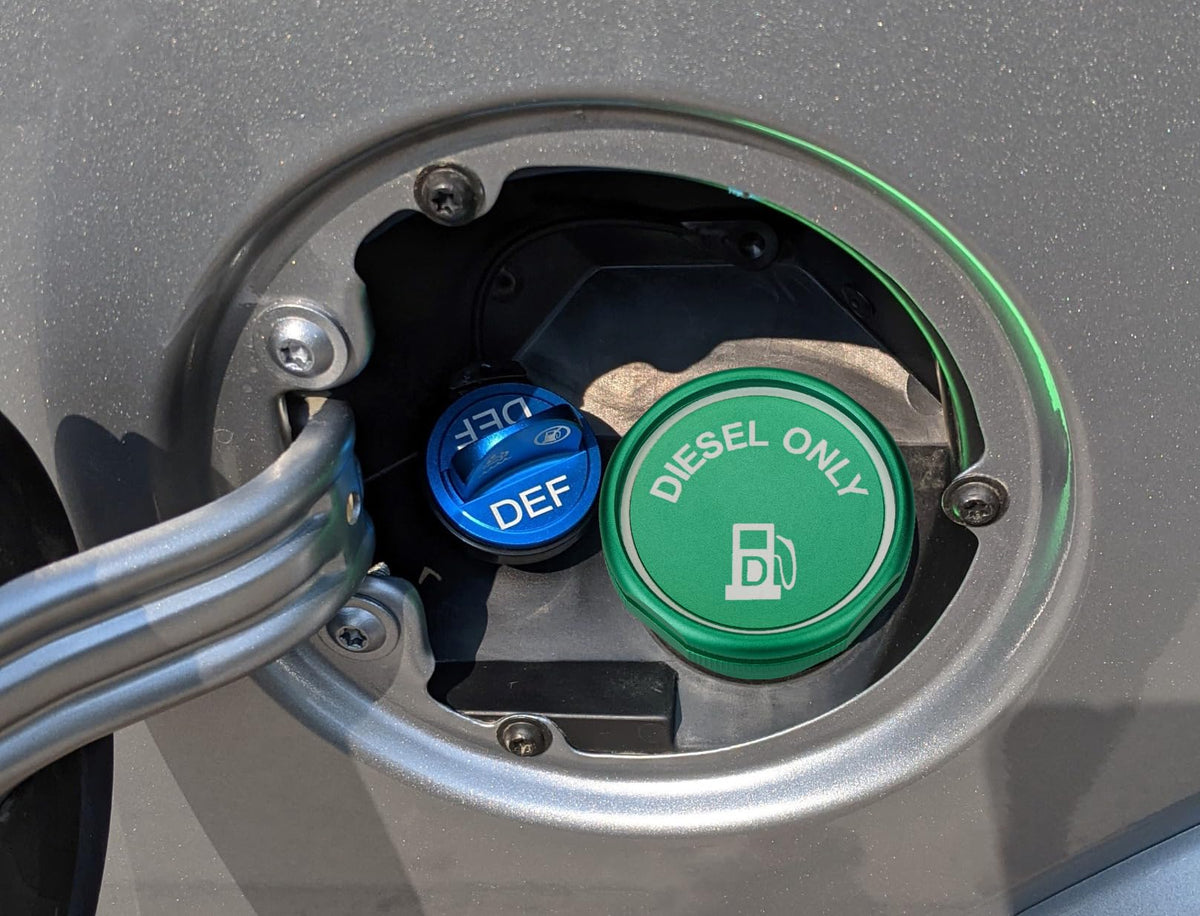JOJOY LUX close-up of green diesel cap texture and grip for easier handling