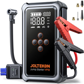 Joltekon front view showing compact jump starter and controls, reliable roadside readiness