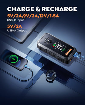 Joltekon VP20 stored in car trunk next to toolkit to show real-world scale