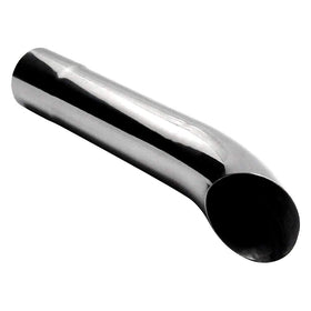 Jones Exhaust JTD112 front profile showing polished chrome finish and turn-down outlet, enhancing appearance