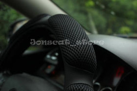 Jonscart steering wheel cover installed in car for seasonal comfort and protection