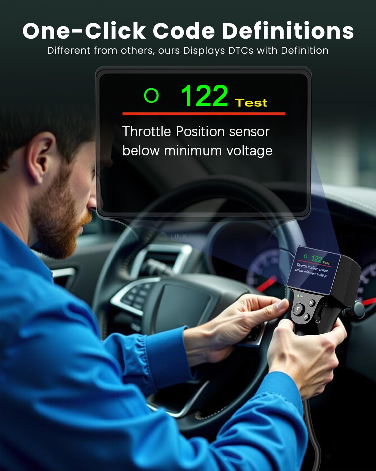 JOPLAY OBD1 connector and long 9-foot cable ready to reach the vehicle diagnostic port