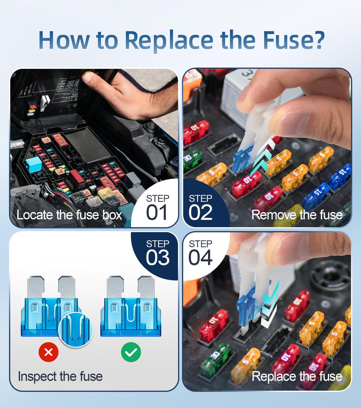 Jorest standard automotive fuses stacked showing color coding benefit