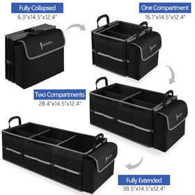 Jorindes folded compact organizer stored like a laptop to save trunk space when not in use
