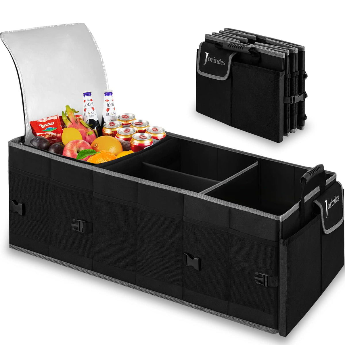 Jorindes front view showing organized compartments and cooler benefit