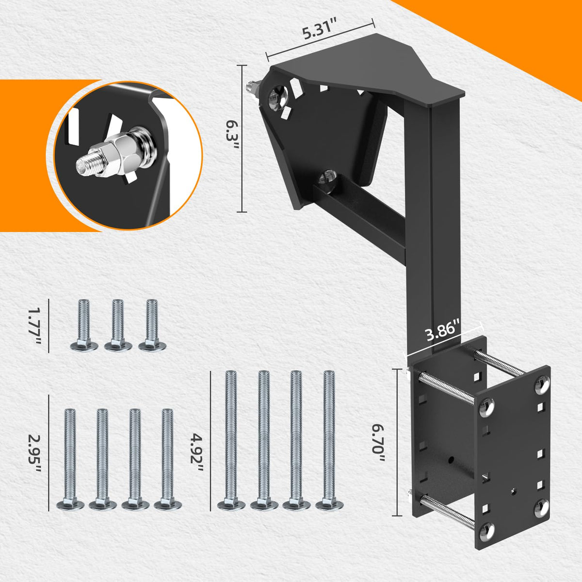Joroamp close-up of the 3-nut design demonstrating reduced vibration and a tighter hold