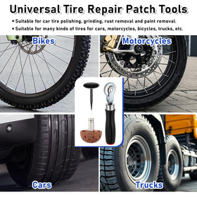 Josojoou in use on car tire showing field repair convenience and safety