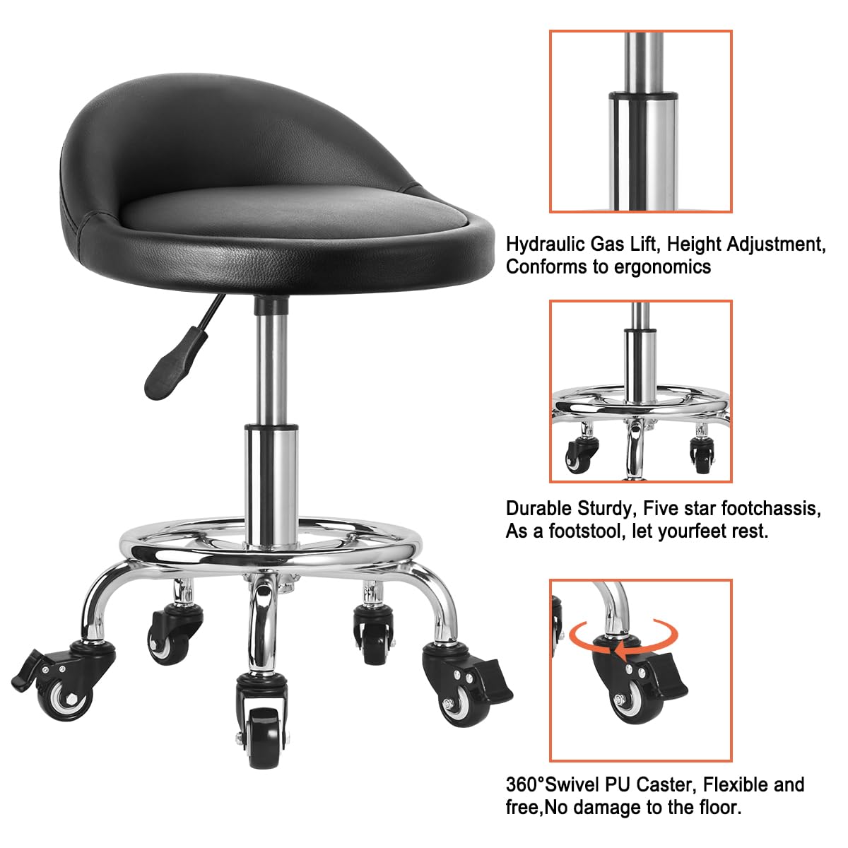 JOSTZHXIN five-wheel base and rubber casters for smooth, floor-safe rolling