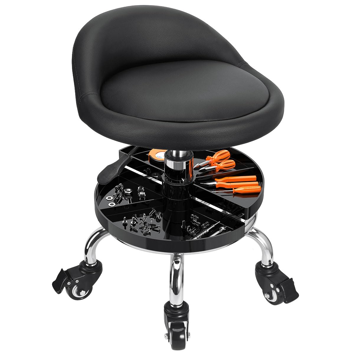 JOSTZHXIN front view of rolling stool showing compact stability and mobility