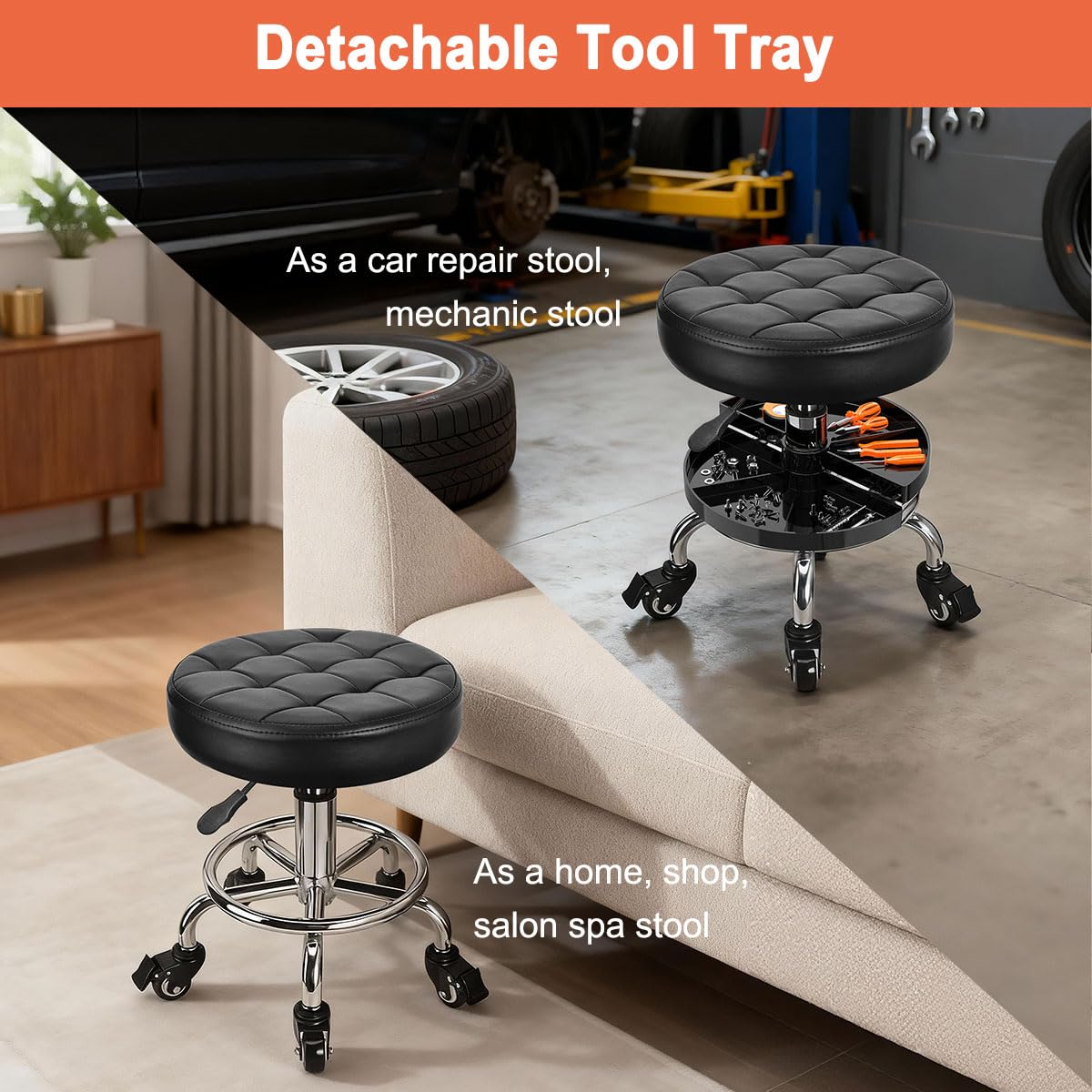JOSTZHXIN stool in garage beside a car, facilitates automotive repairs efficiently