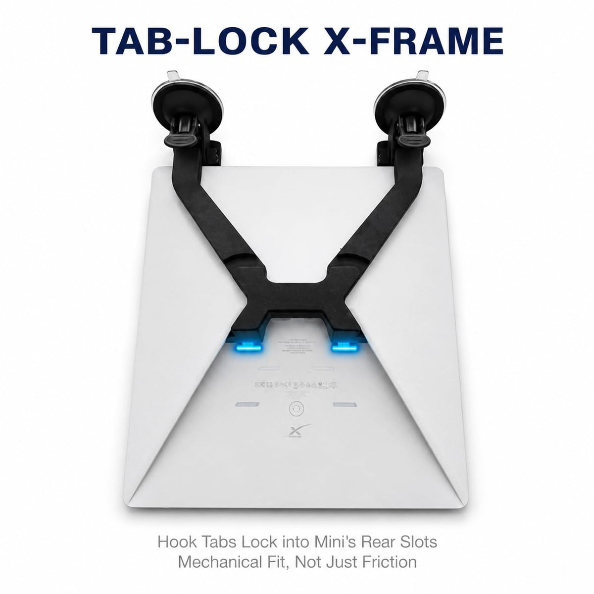 Close-up of JOULPOUZA X26 X-frame tabs engaging Starlink Mini slots for solid retention