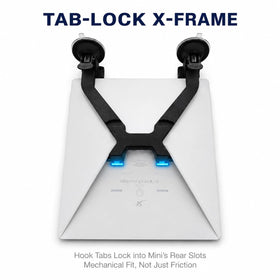 Close-up of JOULPOUZA X26 X-frame tabs engaging Starlink Mini slots for solid retention