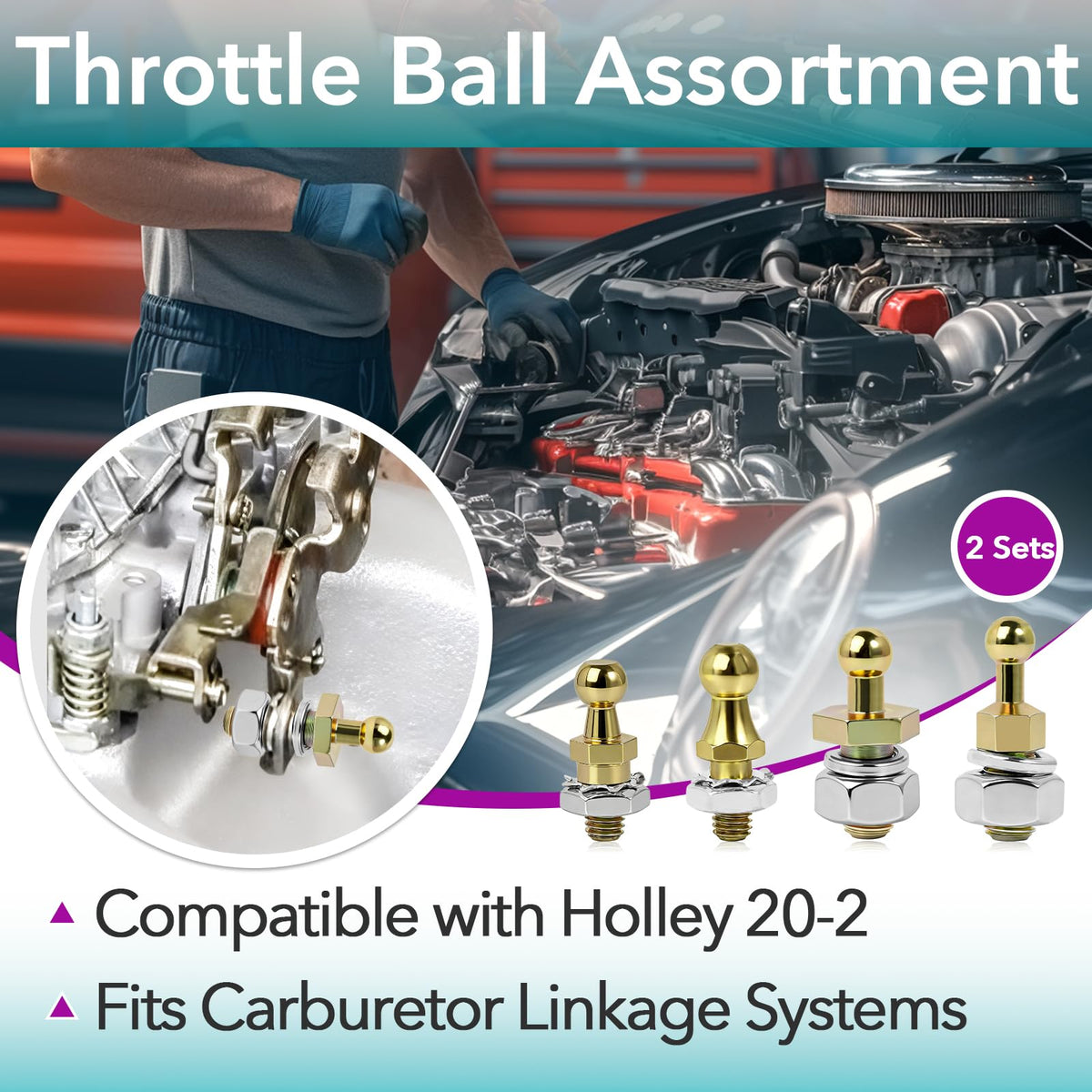 Joworthy close-up of polished throttle ball head for smooth linkage operation