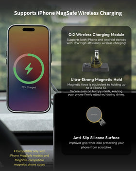 Jowua phone mounted in use showing magnetic alignment and hands-free visibility