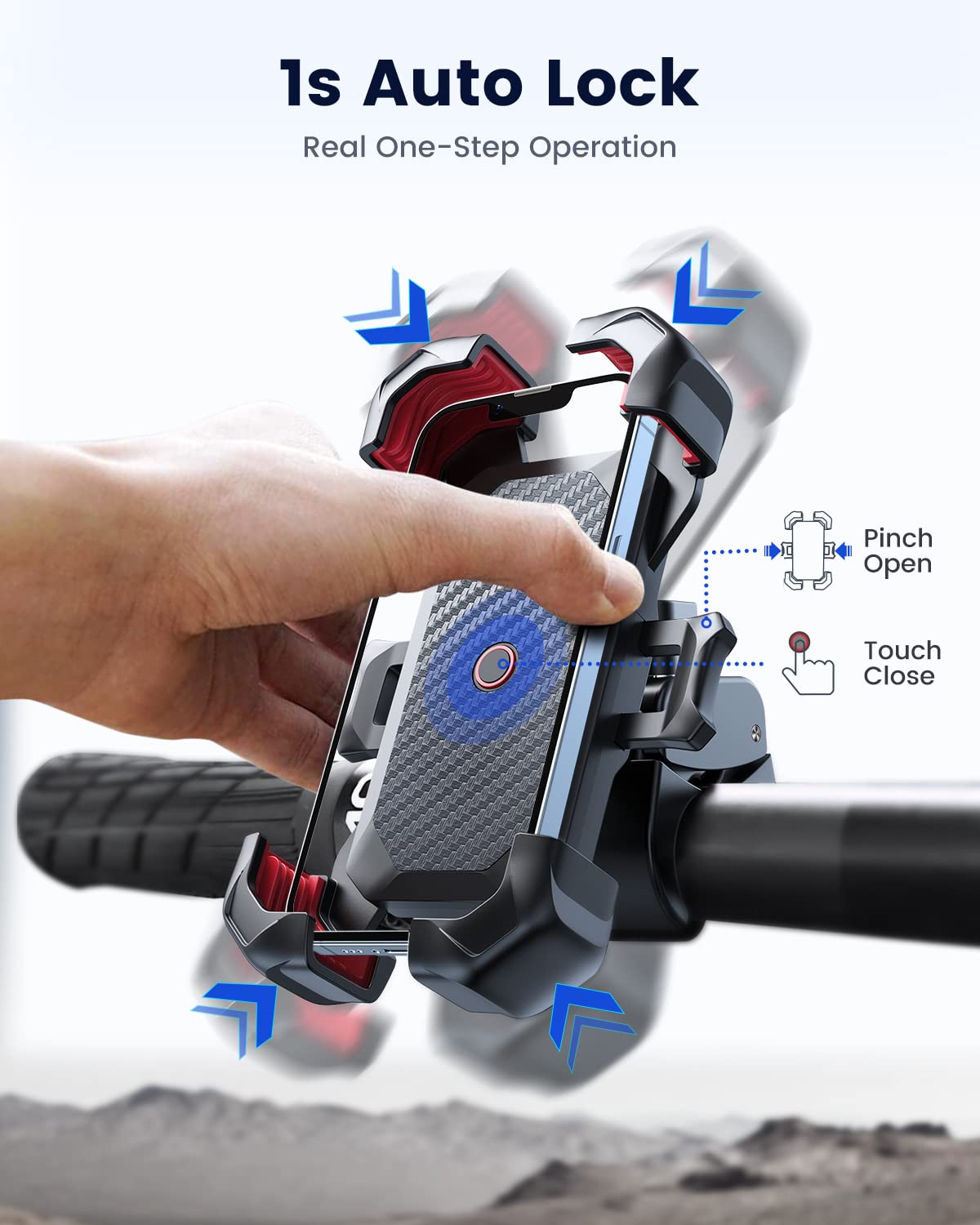 JOYROOM clamp closeup with cushioned pads protecting device, offering secure grip