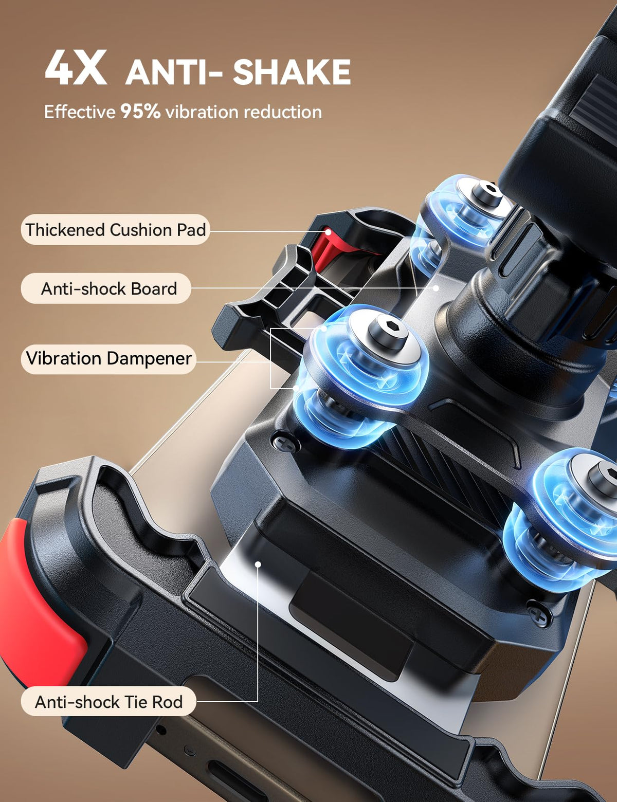 JOYROOM close-up of dual vibration dampener showing shock absorption benefit