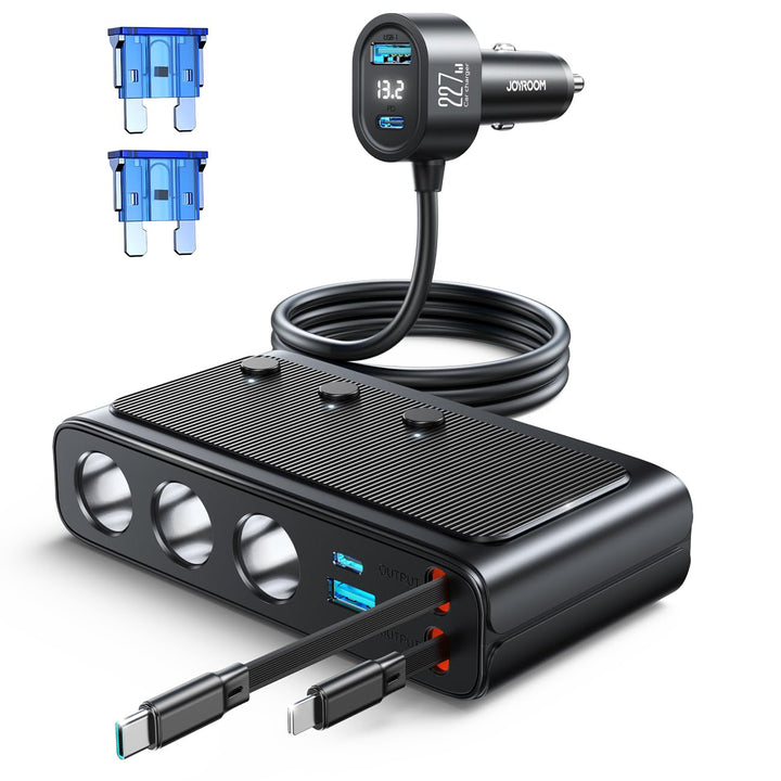 JOYROOM front panel showing ports and switches for organized fast charging