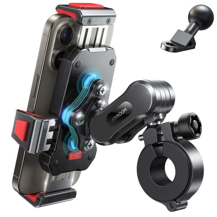 JOYROOM front view of mount showing secure aluminum body and stable hold benefit