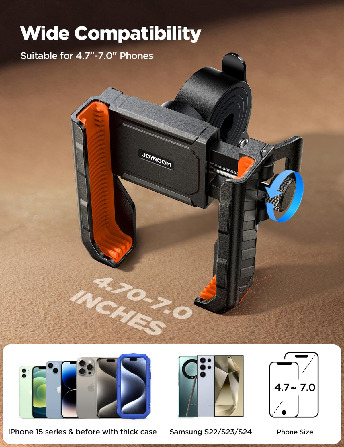 JOYROOM extra rubber gaskets displayed with handlebar fit options