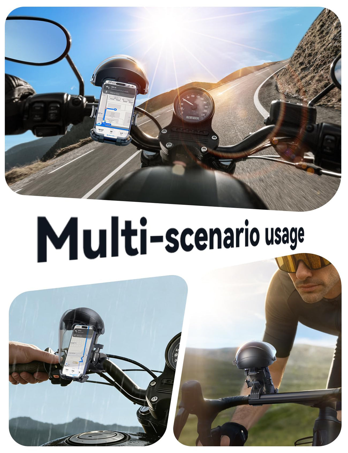 JOYROOM lifestyle riding scene with GPS visible and safe mount