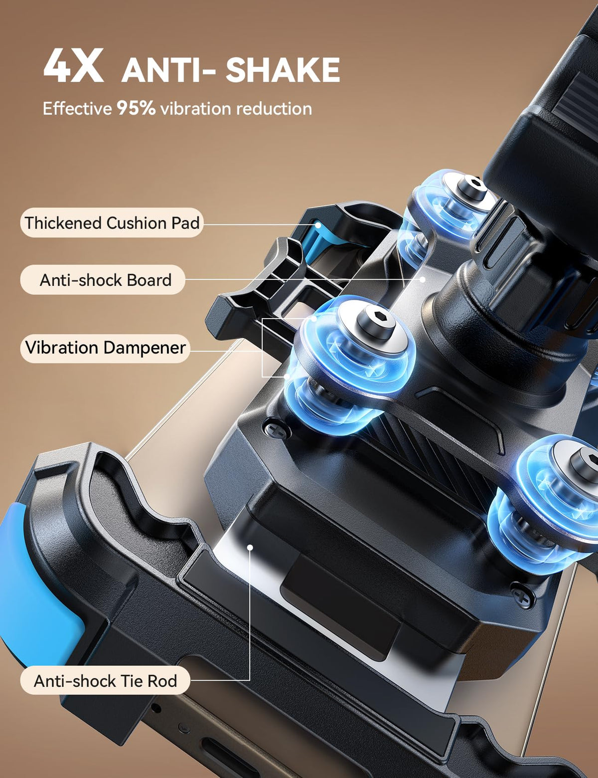 JOYROOM close-up of upgraded metal handlebar clamp for long-lasting stability