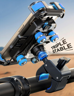 JOYROOM mounted on motorcycle handlebar demonstrating secure in-ride use