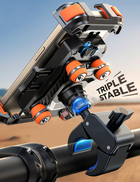 JOYROOM mounted on motorcycle in use demonstrating stable phone access for navigation benefit