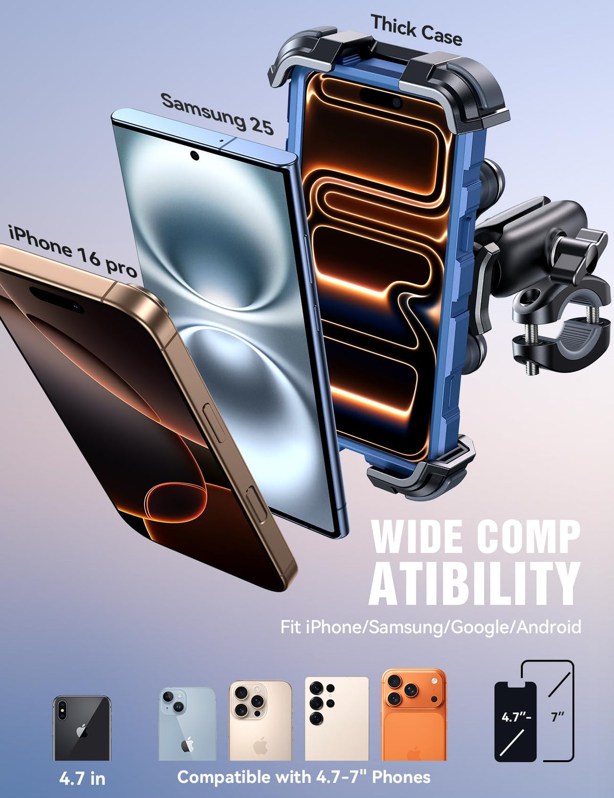 JOYROOM phone with protective case fitted in holder illustrating broad compatibility and case protection