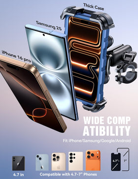 JOYROOM phone with protective case fitted in holder illustrating broad compatibility and case protection