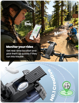 JOYROOM phone in mount on handlebars showing secure hold and easy viewing benefit