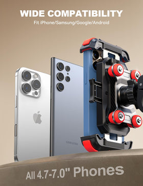 JOYROOM mount next to a 7-inch phone showing compatible size and fit benefit