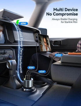 JOYROOM cigarette lighter plug inserted in vehicle delivering reliable power
