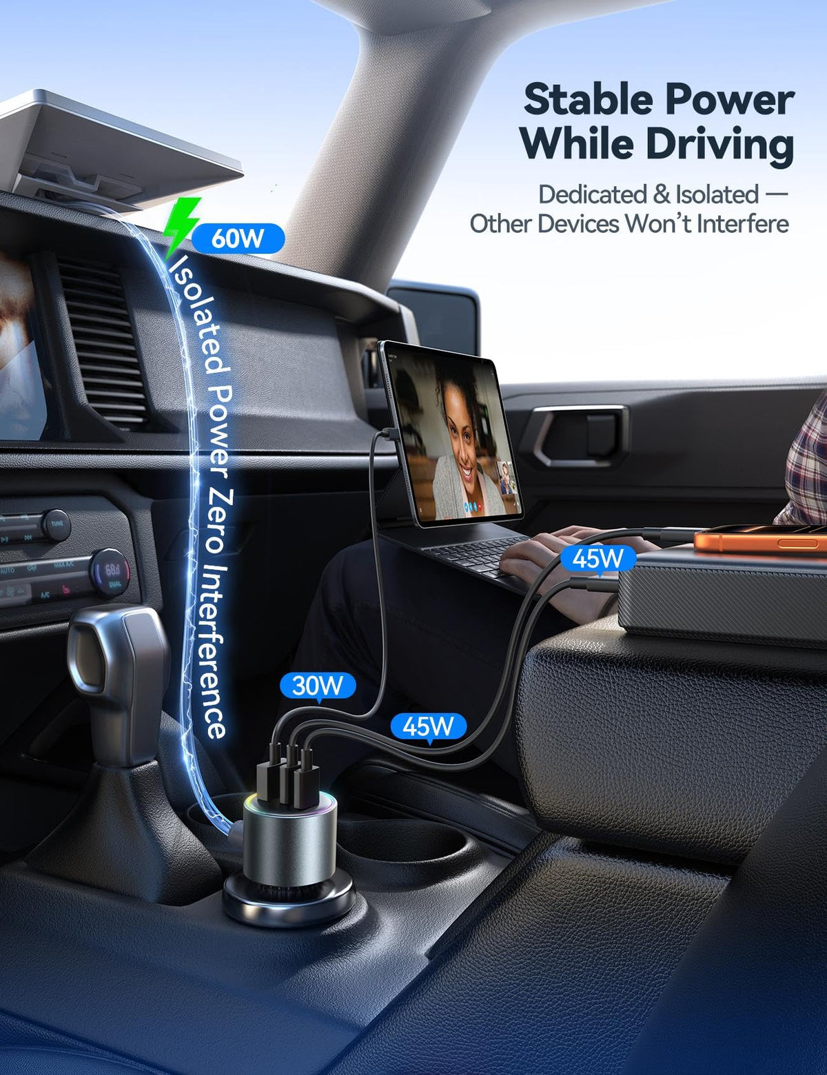 JOYROOM adapter connector and vehicle plug illustrating easy plug-and-play use