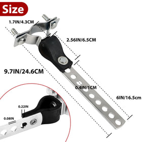 joytrace hanger next to ruler showing fit for 1.5 to 2.5 inch pipes