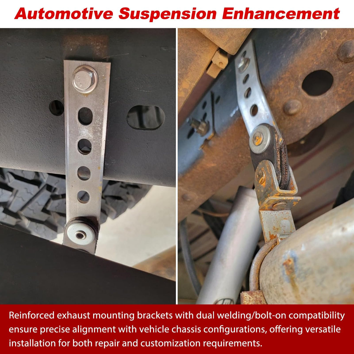 joytrace installed under vehicle showing how kit secures exhaust and reduces movement