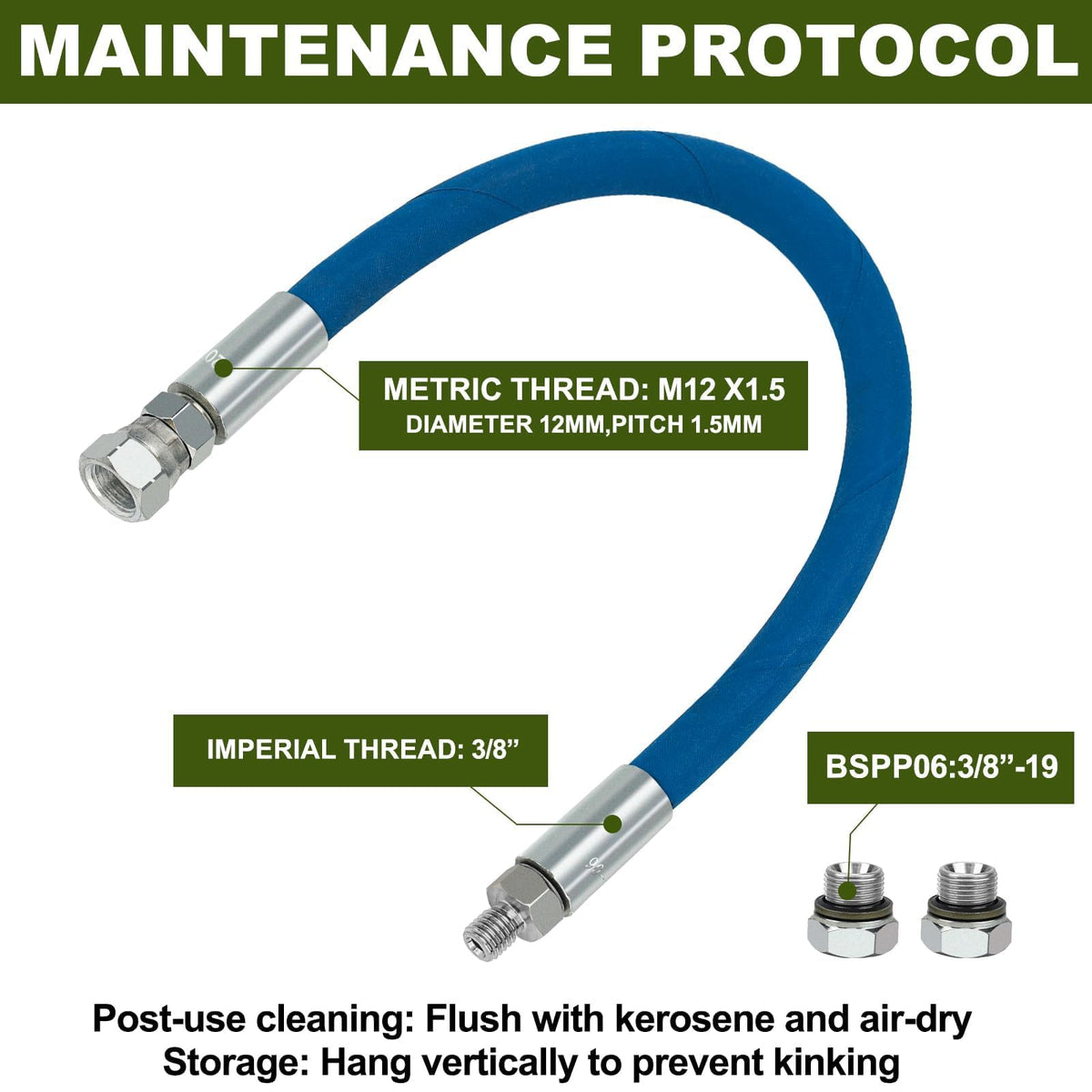 joytrace hose beside ruler showing 18-inch length for reach