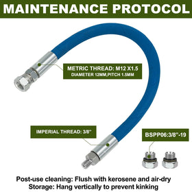 joytrace hose beside ruler showing 18-inch length for reach
