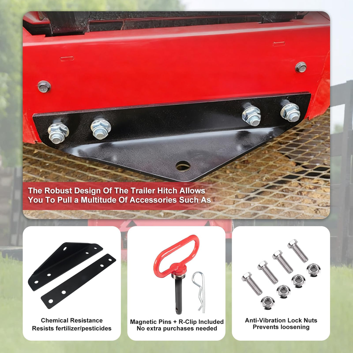 joytrace hitch installed on Gravely ZT HD mower demonstrating tool-free compatibility