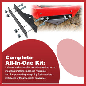 joytrace hitch beside ruler showing dimensions and easy fit for installers