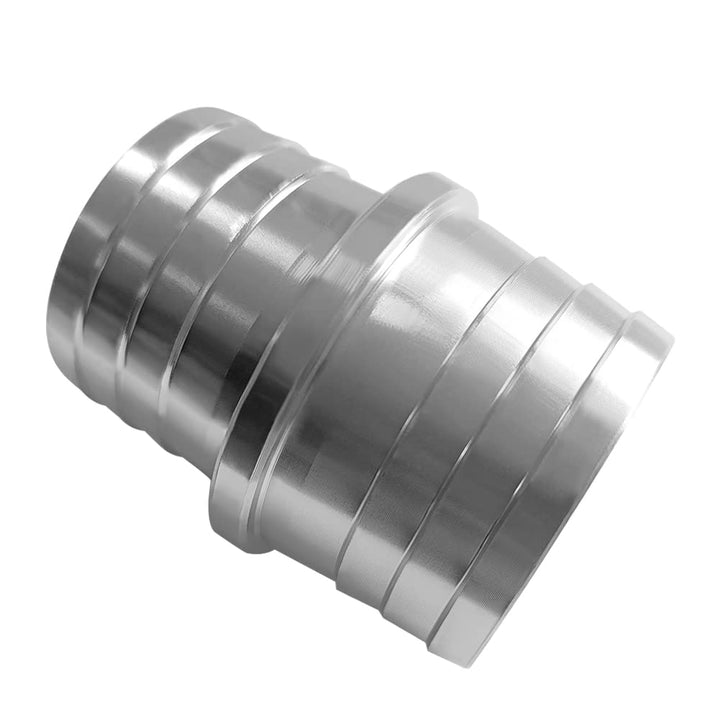 JoyTube front view of aluminum hose barb adapter showing shape and flange benefit
