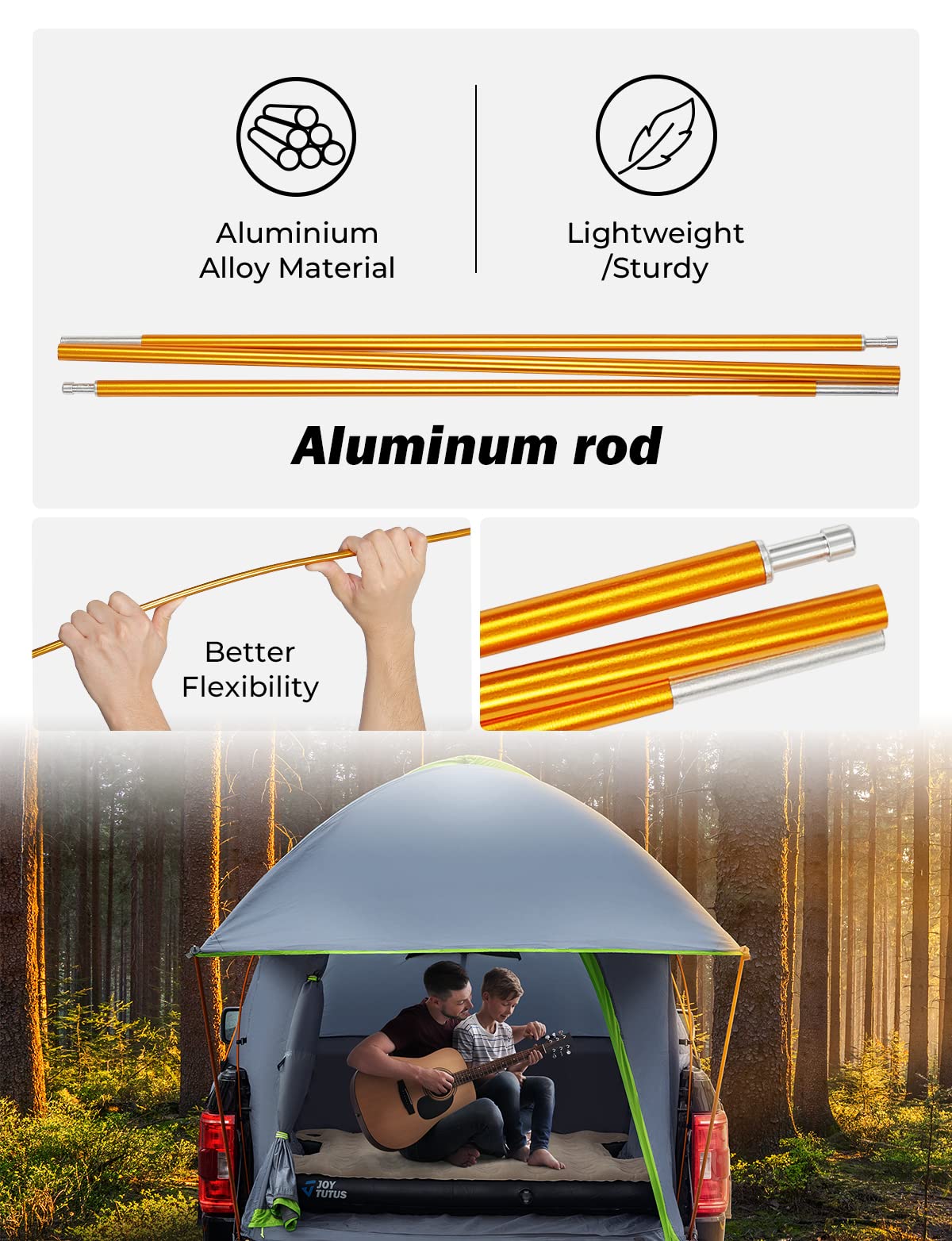 JOYTUTUS six aluminum poles and carry bag illustrating lightweight durable frame