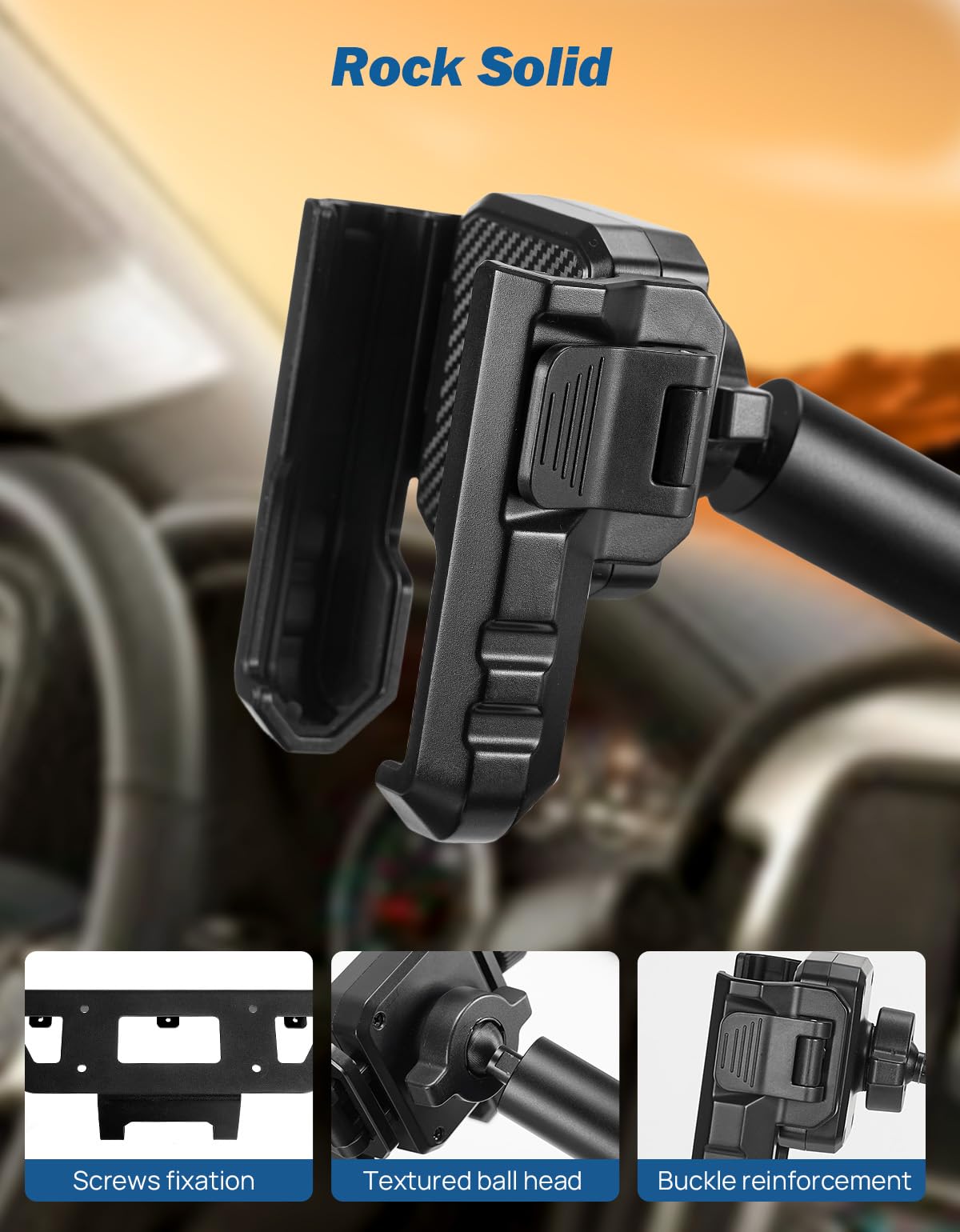 JOYTUTUS adjustable arm length in truck cabin ensuring proper dashboard clearance