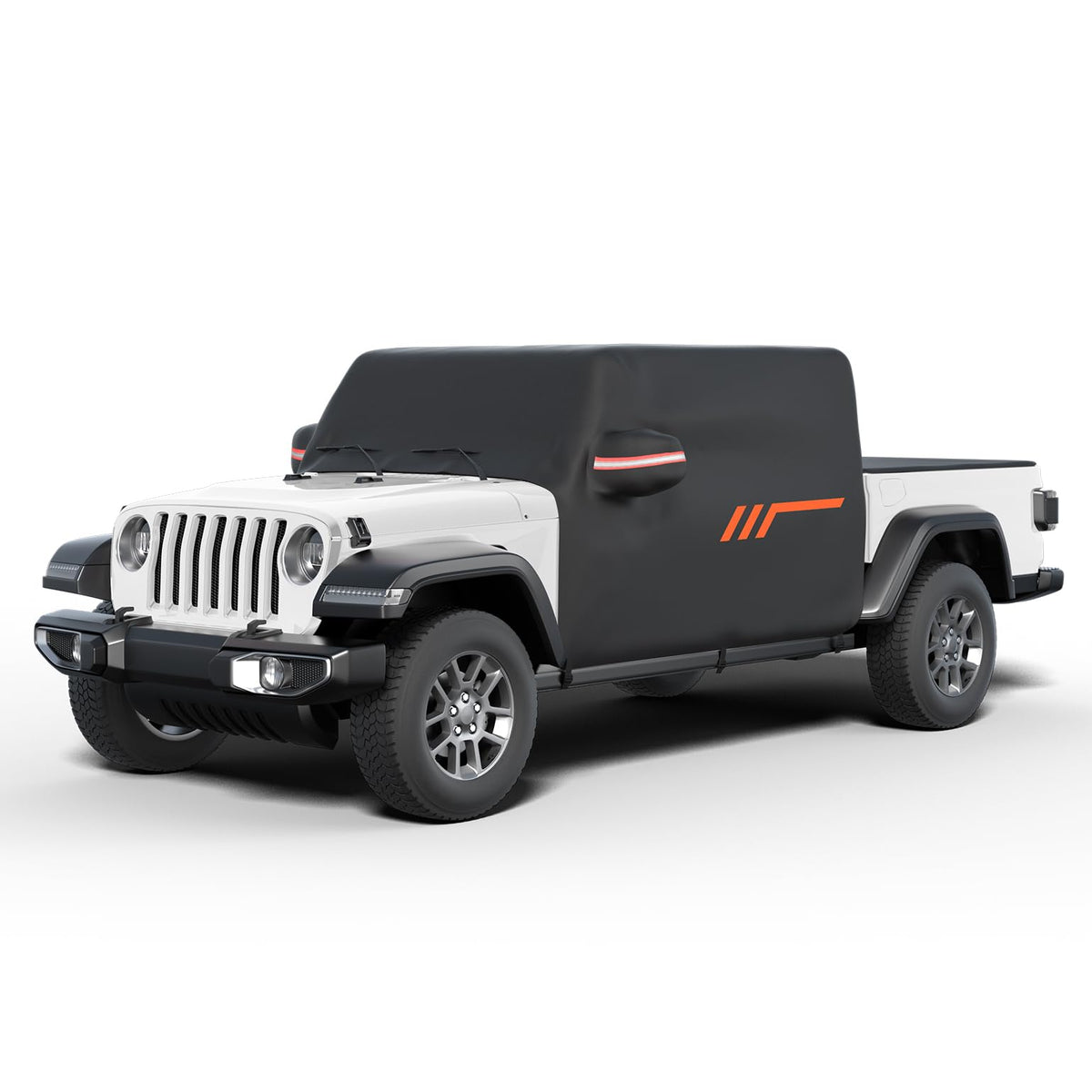 JOYTUTUS front view on Gladiator JT showing full cab protection and weather resistance